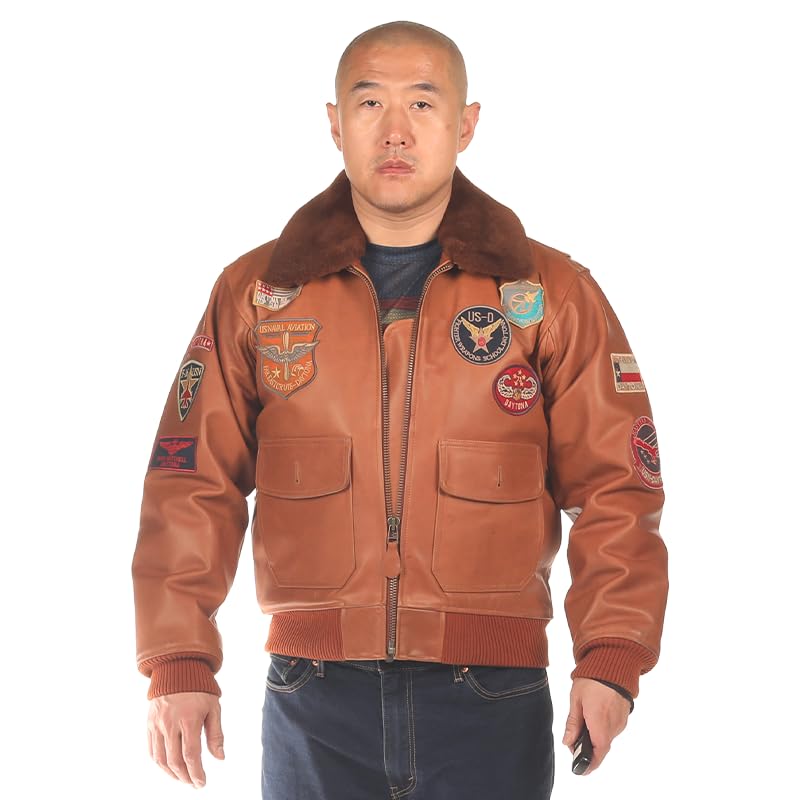 Top gun G1 air force jacket cowhide 1.4mmshearing wool collar removable insulated cotton YKK