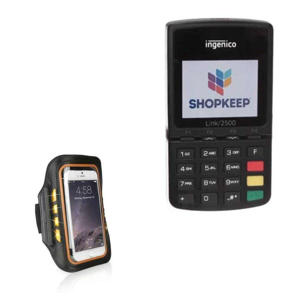 BoxWave Case for Ingenico Link 2500 (Case JogBrite Sports Armband, High Visibility Safety Light LED Runners Armband - Bold Orange