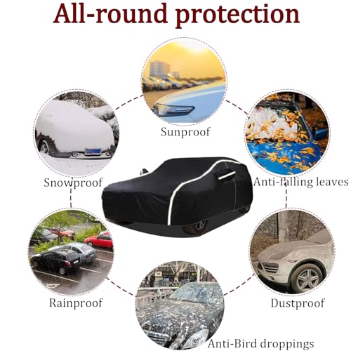 Image of Car Cover Waterproof Fits for 2002-2025 Mini Cooper /Cooper S /Hardtop 2-Door, Upgrade 210T Polyester All Weather Snow Rain Dust Sun UV Protection with Zipper Door Windproof Belt Storage Bag