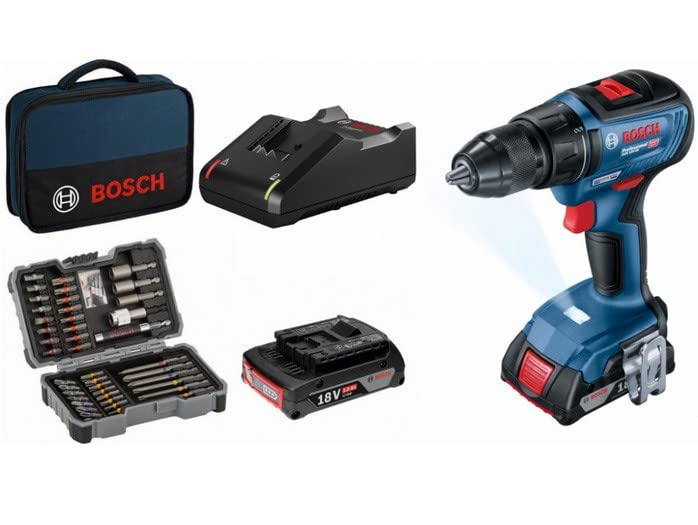 Bosch 2x 2,0 Ah Çift Akü Delme/vidalama Makinesi + 43 Parça Set + Alet Çanta