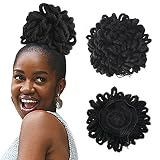 Liliyab DreadLock Afro High Puff Drawstring Ponytail Hair Bun Hairpieces Faux Locs Clip In Pony Tail