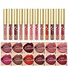 Matte Liquid Lipstick set Waterproof Long Lasting Non-Stick Cup Liquid Lipgloss Velvety Liquid Lipstick Kiss-proof Durable Nude Lip Gloss (12PCS)
