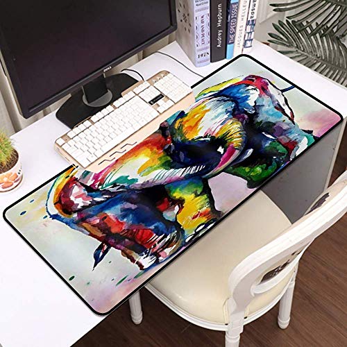 Gaming Mauspat, große Maus Matte Elephant Himmels idyllische Tour Herde Elefanten Baden Dschungel River Sri Natur Sunrise Design B, Genähte Kanten