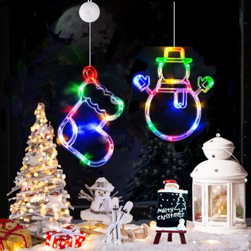 Weihnachtsbeleuchtung Fenster Innen, 2 Stück Led Weihnachtsdeko...