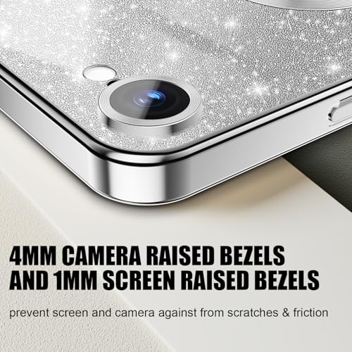 Image of Misscase for iPhone 16e Magnetic Glitter Case Compatible with MagSafe,Full Protection Slim Shockproof Anti-Scratch Case with Camera Lens Protector Logo View Dust-Proof Cover for Women Silver