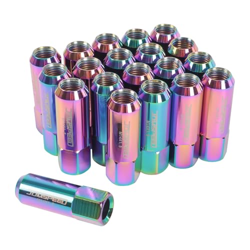 Image of Neo Chrome 20PC 14X1.5MM 60MM Extended Forged Aluminum Tuner Racing Lug Nut | Open-end Design, Great with your Aftermarket Wheels