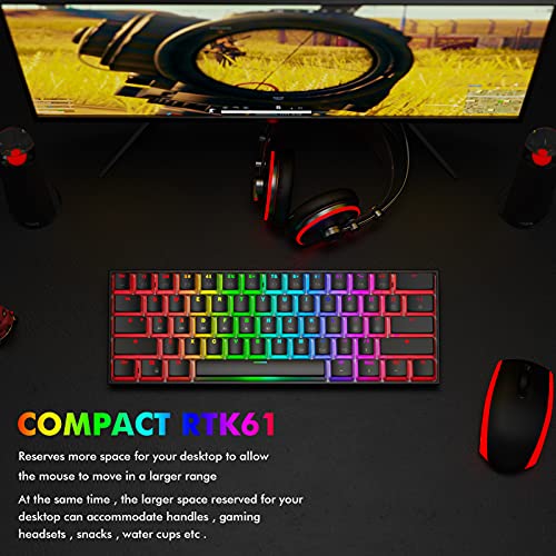 Ractous Rtk61P 60% Mechanical Gaming Keyboard Rgb Backlit Pbt Pudding Keycaps 61Key Ultra-Compact Wired Keyboard Programmable For Pc/Mac Gamers,Hot-Swappable Gateron Optical Silver Switch (Black) #TOP6