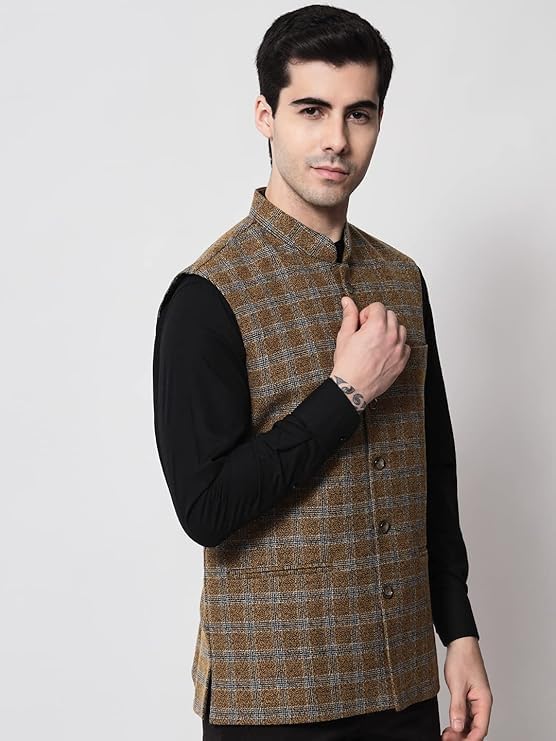 Image of DEIFIC Men's Export-Quality Indian Traditional Nehru Jacket /Waistcoat