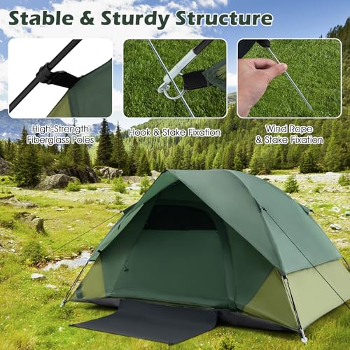 Carpa para camping Tangkula 2 personas portátil con cubierta impermeable miniatura 6