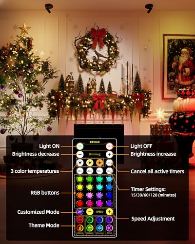 Image of EZVALO RGB Spotlights Indoor with Remote, 5500mAh Rechargeable Picture Lights, DIY Mode & 83 Color Changing Uplighting, Wireless Mini Accent Lighting for Plant Painting, Artwork (2Pack-Black)