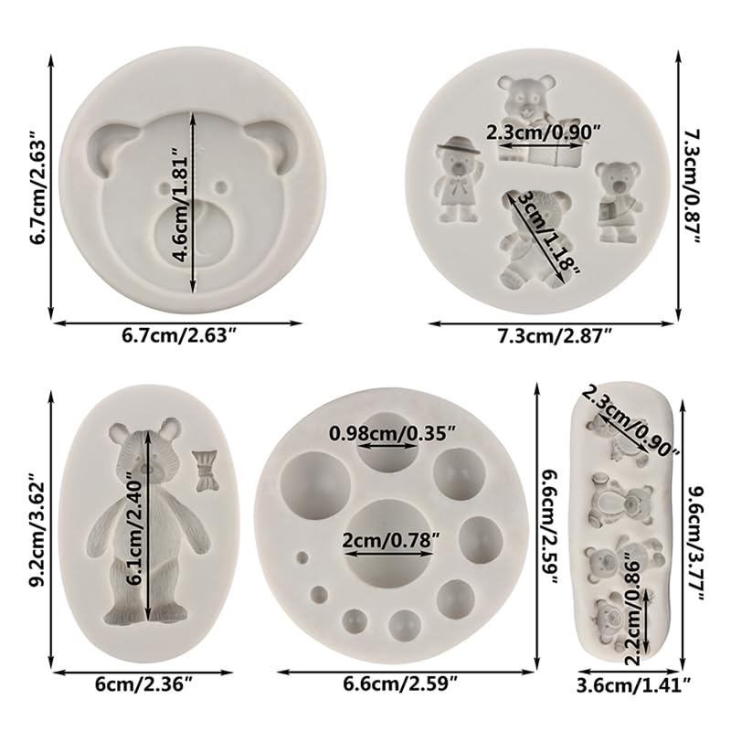 Set 4 Stampi In Silicone A Forma Di Orso - Per Cioccolato, Pasta Di Zucchero, Biscotti, Resistente Al Calore - Foto 9