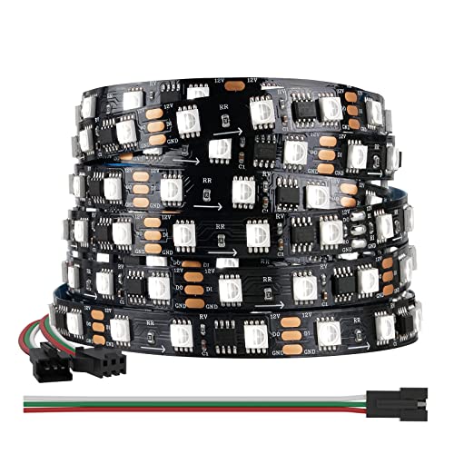 BTF-LIGHTING SK6812 RGBW IC 4in1 LED-Streifen Individuell Adressierbarer DC12V 5M 60LEDs/m 5050SMD RGB+Warmweiß 3000K 4 farbe in 1 Weiß PCB Traumfarbe Flexibel IP67 für DIY Dekoration(nur Streifen)