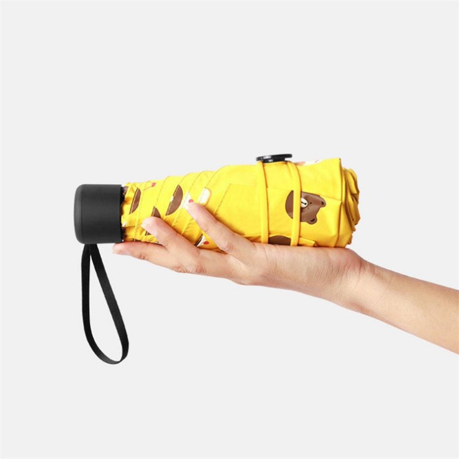 Mini Mubrella Mini Damska Kieszonkowa Mała Parasolka Anty UV Parasolka Przeciwdeszczowa Wiatroszczelna Lekka Składana Przenośna Parasolka (Czarna A)