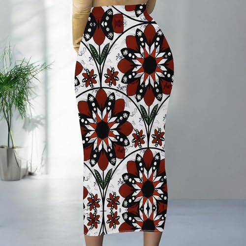 Women's High Waist Slim Bodycon Party Club Night Out Maxi Long Pencil Skirts Casual Elegant Floral Stretch Work Skirts Dress4