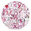 55 calcomanías de concientización sobre el cáncer de mama, calcomanías impermeables para botella de agua, laptop, cinta rosa para cuidar el diario de salud de las mujeres, álbumes de recortes