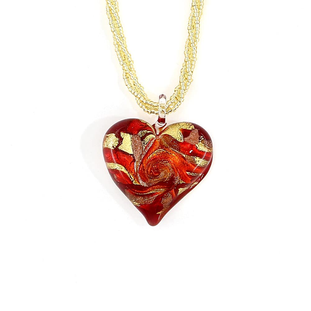 Venetiaurum - Collana per Donna con Cuore in Vetro Originale di Murano e Argento 925 - Gioiello made in Italy certificato