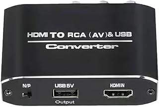 NATEFEMIN HDMI to AV Adapter HD Video Converter, AV/CVSB L/R Video Box Support PAL/NTSC with HDMI and USB Power Cable