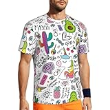 Xiso Ver Lustiges Tier mit Einhorn-Druck, Herren-T-Shirt, lässig, kurzärmelig, Rundhalsausschnitt, Laufen, Fitnessstudio, Workout-Tops, Schwarz, XX-Large