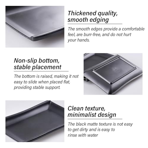 imposyu 8Stück Klein Dessertteller Eckig Servierplatte Rechteckig Servierteller Klein 19,3x12,7x2,3cm Schwarze Teller Eckig für Dessert, Vorspeisen Usw