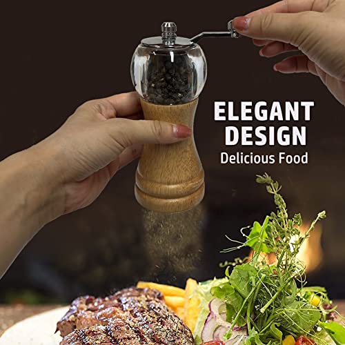Salt and Pepper Grinder Set, 2pcs-6in Classic Hand Shake Pepper Mill or Salt Grinder, Healthy EP Materials Acrylic and Wood - Image 3
