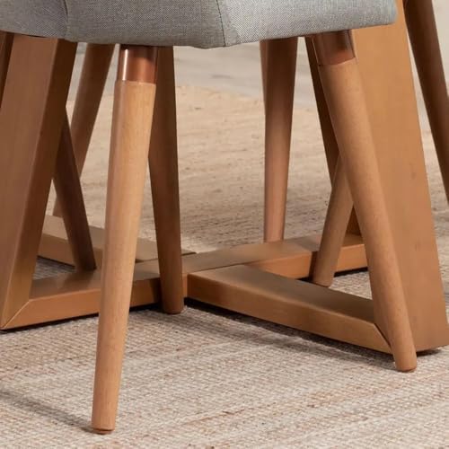 Cadeira De Jantar Madeira Pé Palito Drop Linho Carbono Cobre Cinamomo Província glide