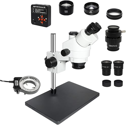 Microscope Accessories Kit 38MP Compatible USB Microscopio Camera 35X-90X Simul-Focal Trinocular Stereo Microscope for Soldering PCB Jewelry Repair