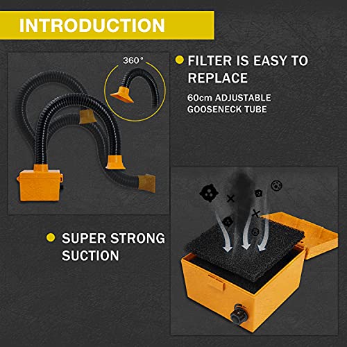Image of KOTTO Strong Suction Smoke Absorber for Soldering, Welding, 3D Printing - Extractor with Carbon or HEPA Filter [Updated, Hose Pre-Attached]