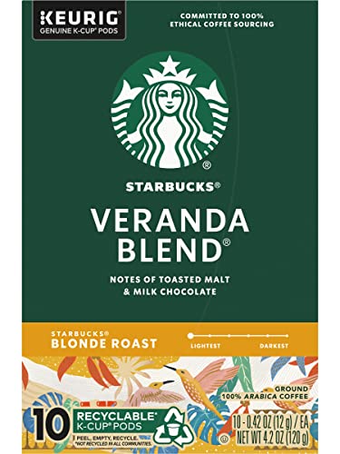 Image of Starbucks Coffee K-Cup Pods, Veranda Blend Coffee, Blonde Roast 100% Arabica Coffee, Keurig Genuine K-Cup Pods, 10 CT K-Cup Pods Per Box (Pack of 6 Boxes)