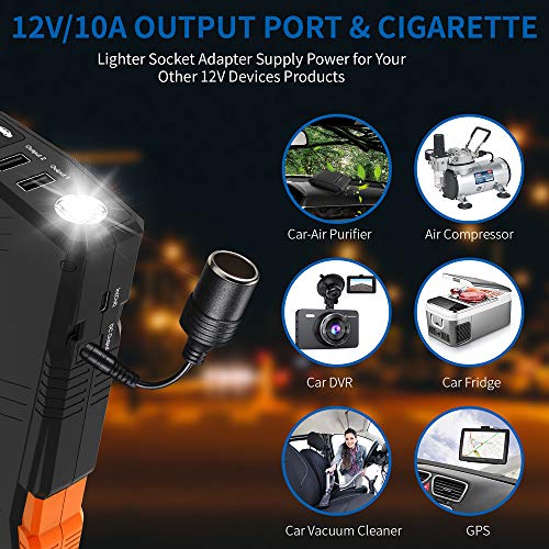 VAVOFO 1500A Portable Jump Starter,12V Battery Booster Portable Jumper Box(up to 8.0L Gasoline/6.5L Diesel Engine) with Smart Jumper Cable,Quick Charge 3.0,Type-C,16.8V/10A DC,Flashlight