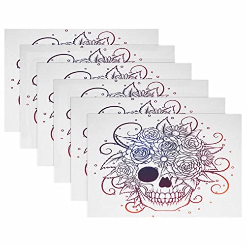 Sets de table pour salle à manger motif fleurs et crâne