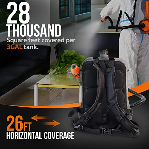 SuperHandy PRO ULV Fogger, Corded Backpack Garden Mist Sprayer, 2.6GAL 1-15GPH - Upgraded Hose & Turbo Jet Spray Nozzle - for Lawncare, Disinfectant, Hydroponics