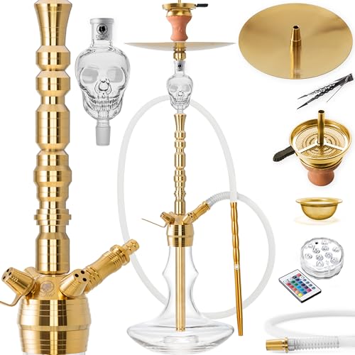 DILAW® Shisha Komplettset Rubin Edelstahl 75cm | Wasserpfeife Hookah 3 Anschlüsse inkl. Bowl, Kamin-Tonkopf, Kaminaufsatz, Molassefänger, Silikonschlauch, Alu-Mundstück, Zange - für Anfänger & Profis DILAW® Shisha Komplettset Rubin Edelstahl 75cm | Wasserpfeife Hookah 3 Anschlüsse inkl. Bowl, Kamin-Tonkopf, Kaminaufsatz, Molassefänger, Silikonschlauch, Alu-Mundstück, Zange - für Anfänger & Profis