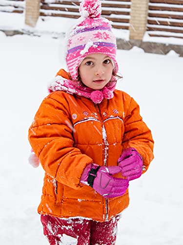 Kids Snow Gloves Winter Ski Mittens Warm Thicken Comfortable Gloves Breathable Thick Windproof Gloves With Adjustable Buckle For Boys And Girls Kids (Black, Pink,5-10 Years) #TOP6