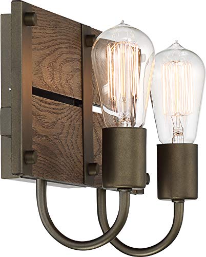 Image of Nuvo 60 /6428 Winchester 2-Light Vanity Fixture, Bronze & Aged-Wood Finish