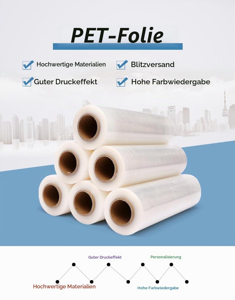 DTF Transferfolie Rolle, 33 cm x 100 m Klare Vorbehandlung DTF Transferpapier Wasserdichte Tintenstrahl PET Wärmetransferpapier für Direkt auf T Shirts Kleidung Textil (Matt)