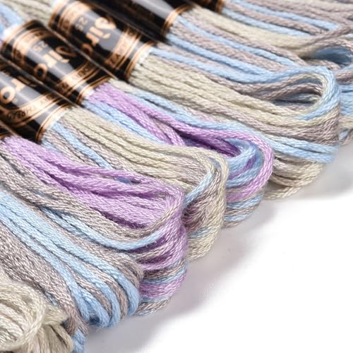 Image of FASHEWELRY 10 Skeins Embroidery Floss Thread 0.5mm Dyed Cross Stitch Floss 6-Ply Lilac Friendship Bracelet String for Jewelry Making Bracelets Sewing Knitting Stitching Craft DIY