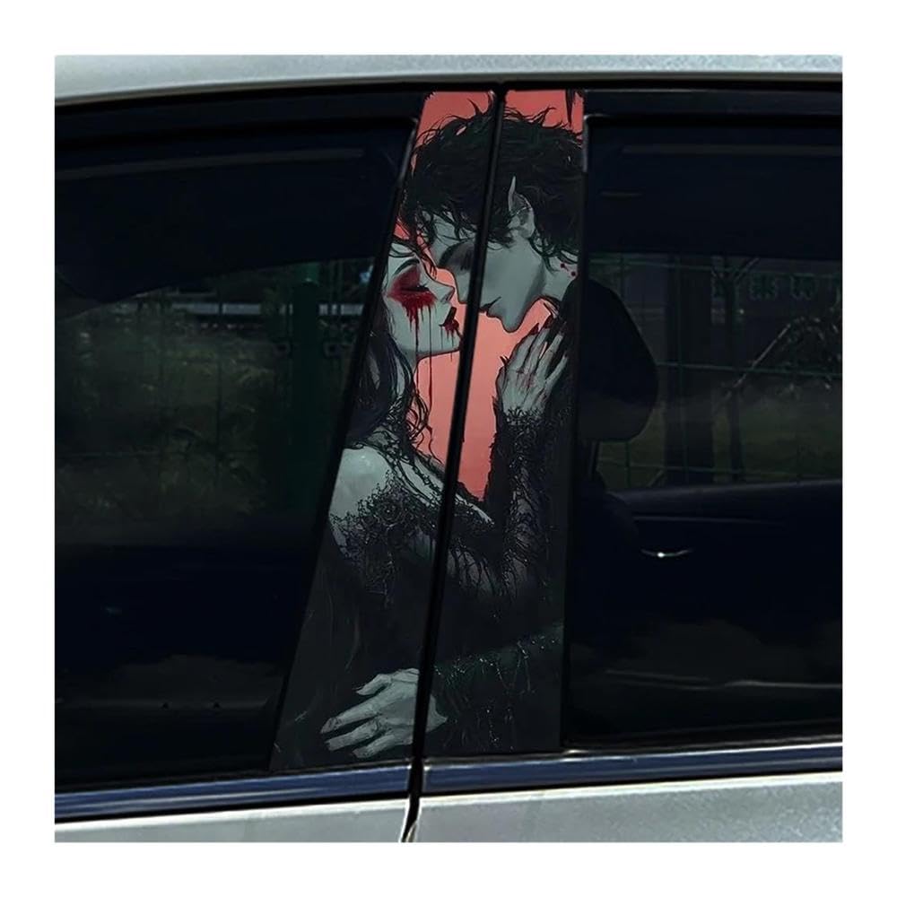 Autocollants pilier B voiture Halloween style vampire - Lot de 2 films étanches type A