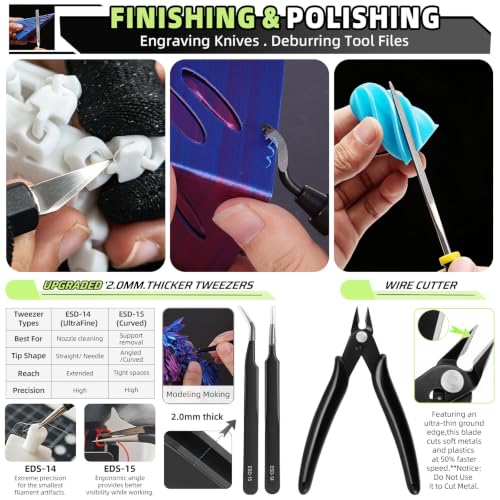 Image of 50pcs 3D Printer Toolkit and Accessories for All FDM /SLA 3D Printers | Features Nozzle Care, Model Removal, Cleanup, Finish Tools, Storage Bag Compatible for Bambu Lab A1 /P1S /P1P Ender 3 V3, K1 /K2