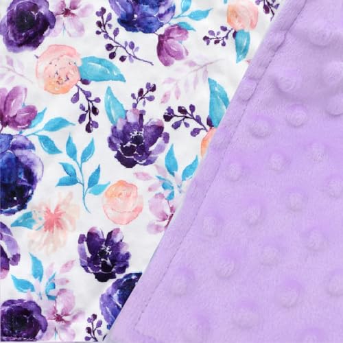 Image of Soft Plush Baby Blankets for Girls with Print Floral Pattern and Soothing Raised Dots, Double Layer Bed Throws for Baby Infant Toddler Nursery Crib,Purple, 30x40 Inches (Purple)