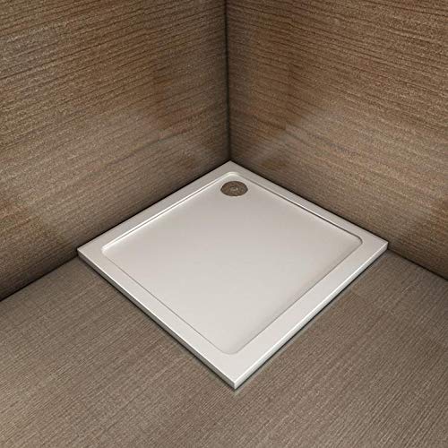 Piatto Doccia Quadtato In Marmo Minerale e Resina Mista Ultra Sottile Bianco Lucido Antiscivolo Antibatterico 70x70x3cm
