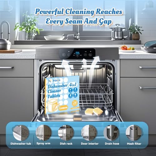 Image of Bellaluce Dishwasher Cleaner Tablets, Lemon Scent, 48 Pack | Deep-Cleaning Descaler and Deodorizer for Built-In, Countertop, Portable and Drawer Dishwashers, Septic-Safe
