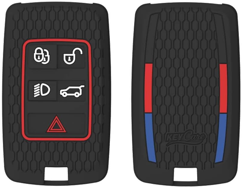Keycare Silicone Key Cover fit for Range Rover : Sport, Evoque, Velar, Discovery, Defender 5 Button Smart Key (Black)