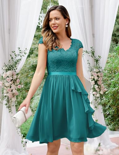 Image of Wedtrend Women's Bridesmaid Dresses Short Prom Dress Ruffle Semi Formal Cocktail Dresses Floral Homecoming Dress