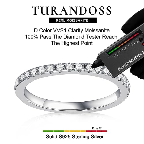 Turandoss Rings for Women - Moissanite Wedding Bands, 0.3ct D Color VVS1 Clarity Sterling Silver Rings Half Eternity Stackable Engagement Ring Anniversary Band Moissanite Rings for Women2