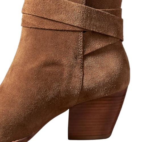 Milooey shoes Women's Almond Toe Ankle Boots Stacked Chunky Heels Ankle Strap Bowknot Short Booties Casual Daily Shoes Size 4-16 US3