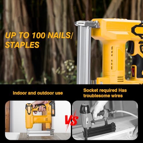 Bild 5 - Akku Tacker Nagelpistole Kompatibel mit Dewalt 20V Akku, 100W Tackerpistole mit 1000 Gerade Nägel und 500 U-förmige Nägel, Elektro Tacker Elektrotacker (ohne Ak-ku & Ladegerät)