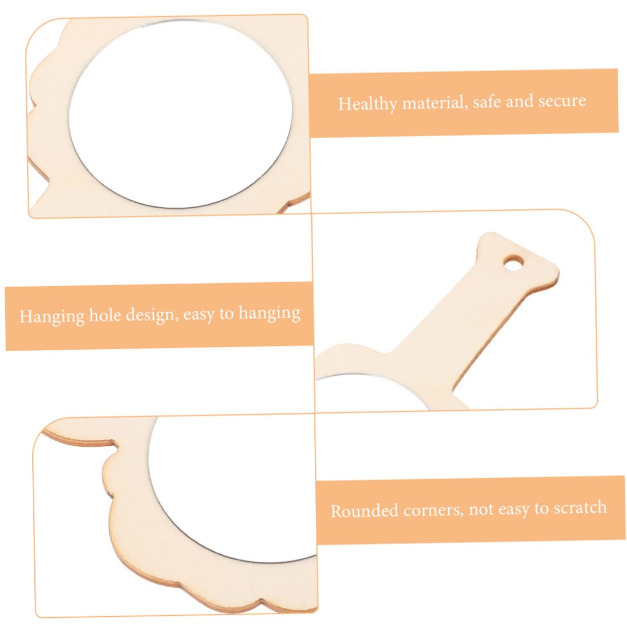 PLAFOPE DIY Wooden Mirror for Kids Unpainted Craft Mirror Toys 5pcs for Painting