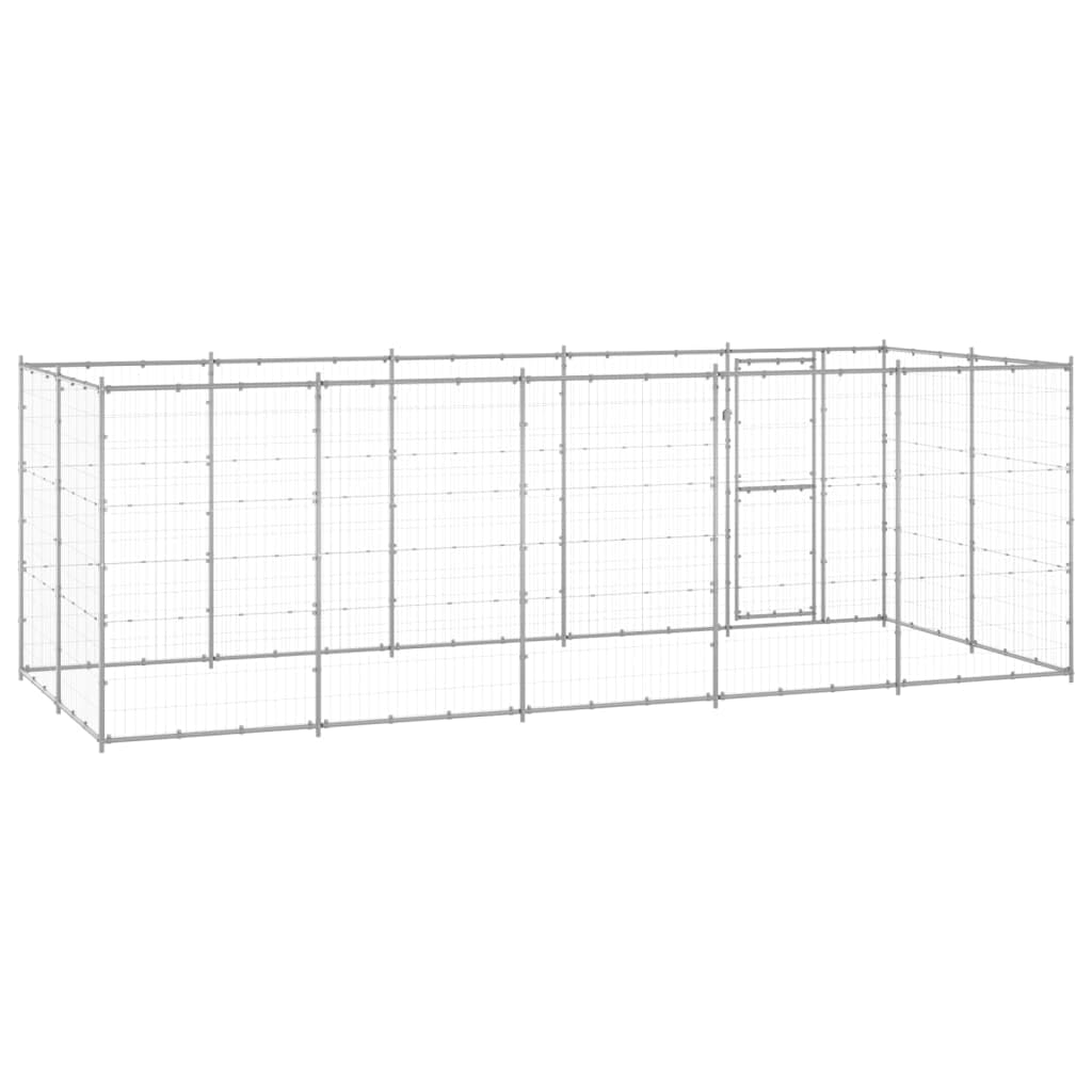 Perrera para perros de acero galvanizado de 12,1 m² con puerta con cierre, resistente cercado para perros, cachorros, mascotas, portátil, plegable, protección segura en el jardín y la