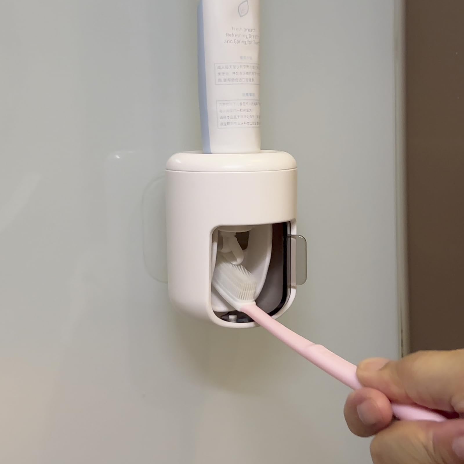 2024 Upgraded So Nice Toothpaste Dispenser Wall Mounted Bathroom Automatic Toothpaste Squeezer,Visualization of Toothpaste Flow Rate(White&Transparent) (Light White & Dustproof)