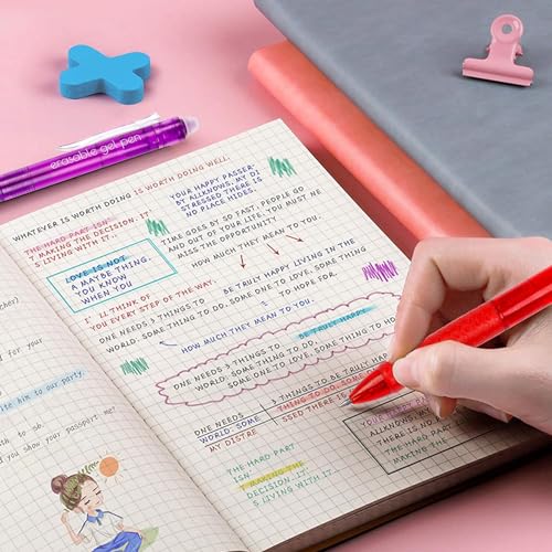 Image of Lineon Erasable Gel Pens, 18 Colors Retractable Fine Point Erasable Pens Clicker for Back to School, Assorted Color Inks, Make Mistakes Disappear for Drawing Writing Planner and Crossword Puzzles